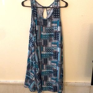 👗Pretty Blue Plaid Print Swing Dress Mini 2X 👗